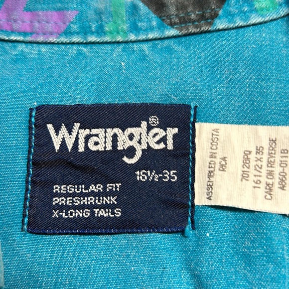 Vintage Wrangler L/S Aztec  Brushpopper Western  Cowboy Shirt. Size 16 1/2 x 35 - Picture 2 of 9